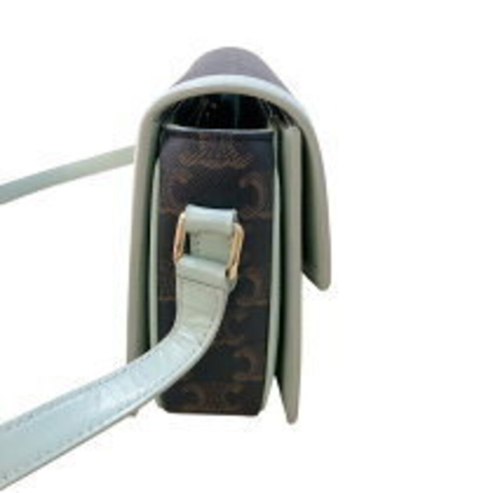 Celine Canvas Bag Green Leather Triomphe Calf Teen - Picture 3 of 11